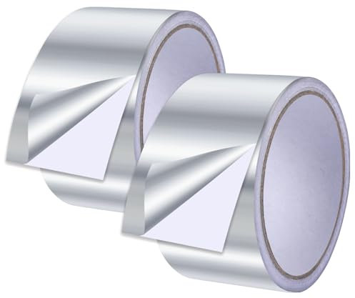 Siumir Cinta adhesiva de aluminio de 50 mm x 10 m, 2 unidades de cinta impermeable para reparar superficies metálicas, cinta de aluminio para reparaciones rápidas en el hogar