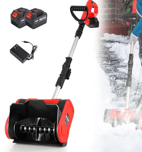 Cashwise Pelle à Neige sans Fil, souffleuse à Neige électrique Pliable avec Batterie et Chargeur, déneigement à Batterie avec Plaque directionnelle, pour Patio, terrasse, allée,2Battery