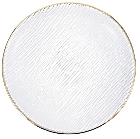 Mobestech Japanese Style Glass Fruit Plate Set, Medium Textured Glass Salad Serving Plates Gold Rim, Household Food Serving Dish for Living Room and Dining