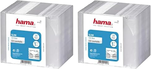 Hama CD-Leerhülle (20er-Pack, Slim, Höhe 5,2mm) CD-Schutzhülle weiß (Packung mit 2)