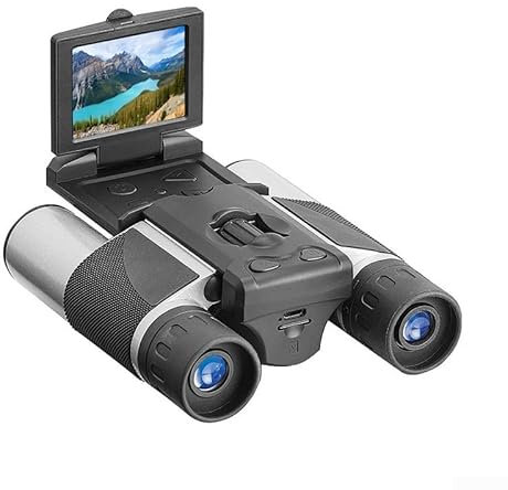 Eawfgtuw Binocolo digitale 12 x 32, fotocamera integrata con schermo LCD da 5 pollici, registrazione video 5 MP 1080p, per bird watching, sport, concerti, viaggi, caccia (argento)