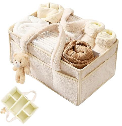 Wvu & Wvo Windel-Organizer für Wickelunterlage, Feuchttücher-Aufbewahrungskorb, Baby Windel Caddy Organizer, Geschenk für Babyparty, Auto-Organize-r, Kindergarten Organize-r, Tragbare Aufbewahrung