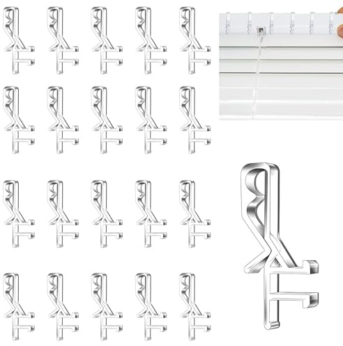 20-Pack Clear Blind Clips – Universal Valance Clips for Window Blind Headrails – Easy Snap-On Design, Durable & Invisible Fastening, Fits Most Horizontal Blinds