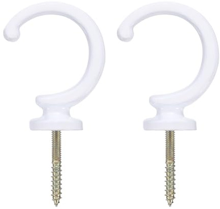 uxcell 2Pcs Curtain Holdbacks, Wall Mounted Drapery Tiebacks Hooks, Zinc Alloy Decorative Curtain Holders with Screws for Window Clothes Hat Towel, White