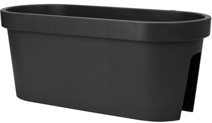 mucHome Balkonkasten für Geländer in Anthrazit Blumenkasten Blumentopf Pflanztopf Blumenkübel Geländertopf (60 x 26 cm)