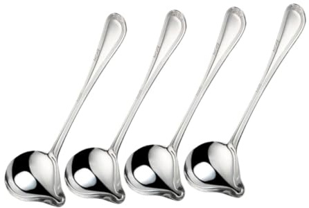 Healifty 4piezas Cuchara Para Salsa De Acero Inoxidable Cucharón Para Salsa Con Mango Para Cocinar y Servir Caldos De Unidades Color Plata