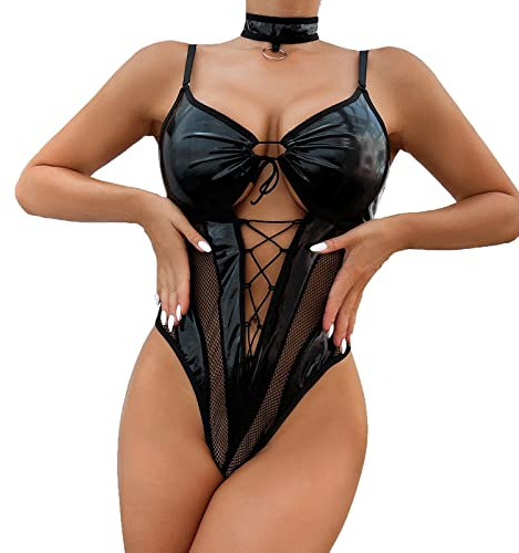 Donna Sexy Rosso Pizzo Lingerie Donna Hot Aperto Camicia da Notte Sexy Trasparente da in Pelle A Rete Completo Rosso Lingerie Hot