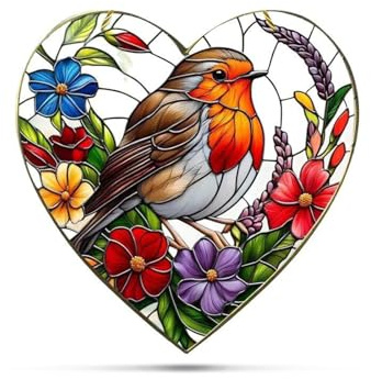 Homiladi 1Pcs Robin Gifts | Hanging Garden Suncatcher Robin on Branch | Outdoor Garden Decor for Bird Lovers | Vibrant Colours Robin Ornaments for Home Garden Gift Decor