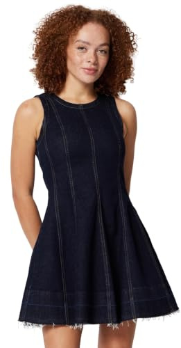 Amazon Essentials Mini abito in denim fit & flare Donna, Risciacquare Denim, 36