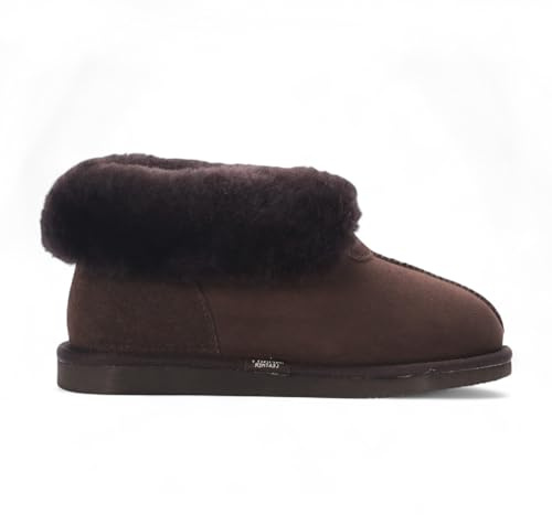 Infinity läder dam fårskinn mocka ankel stövel slip-on vinter – mysig päls fodrad halkfri känga, varma inomhusskor för vinterkomfort