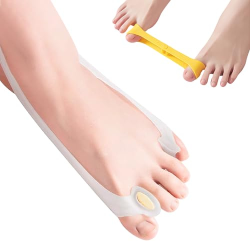 Nimisyra 2 Pièces Ensemble de Correcteur D'hallux Valgus,Séparateur et correcteur d'oignon Avec Talonnette, Bande D'entraînement pour le Gros Orteil, Teurs Doigts de Pieds Confortables à Porter