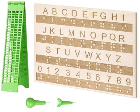 Kit Scrittura Braille | 4 Righe 28 Celle Forniture Per Ipovedenti - Tavoletta Per Apprendimento Braille,Per Bambini Adulti Ciechi Studenti Insegnanti Scuole Homeschooling