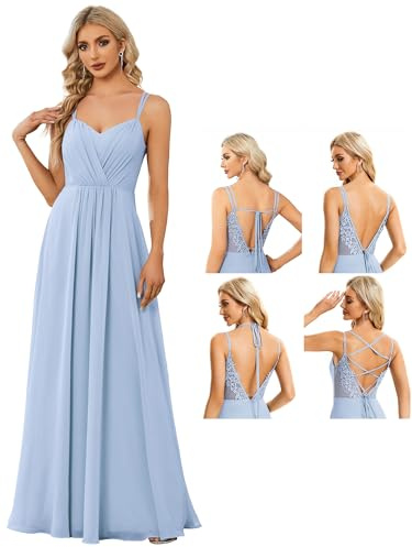 Ever-Pretty Women's Sexy Chiffon Multi-Way Backless A-Line Convertible Bridesmaid Dress Ice Blue US8