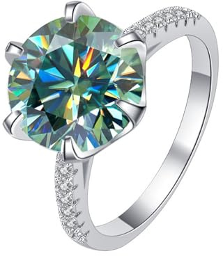 5ct Moissanite diamantringar for kvinnor D-färg VVS1 diamantförlovningsringar klassiska 925 sterling silver vigselringar med certifikat(Green,7)