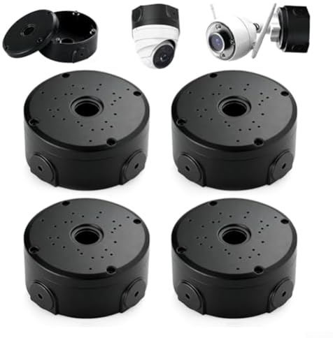 4-Pack Waterproof Surveillance Camera Junction Box – IP66 Semi-Spherical Electrical Enclosure For Wall, Ceiling & Dome Camera Mounting(Black)
