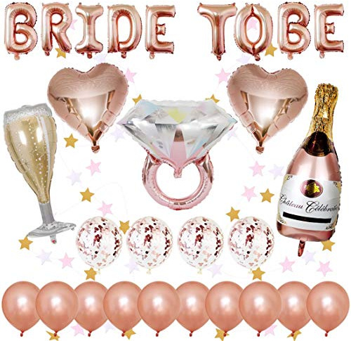 Ballons de décoration de enterrement de vie Bride To Be, 14 ballons de latex, 5 ballons d'aluminium, guirlande suspendue en forme d'étoile de 2M pour décoration de fête