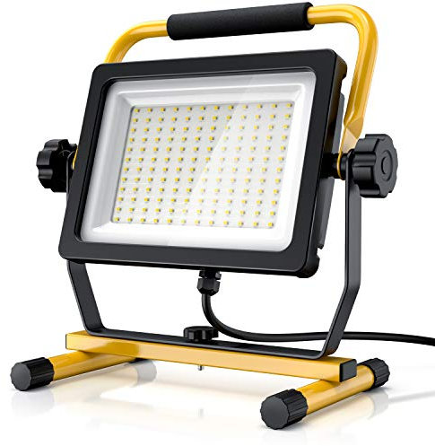 Brandson - 100W LED Baustrahler 144 SMD LEDs – Arbeitsleuchte – Bauscheinwerfer – Baulampe - Tragegriff 6000K – 10000 Lumen – 4 m Stromkabel – Metallgehäuse – IP65