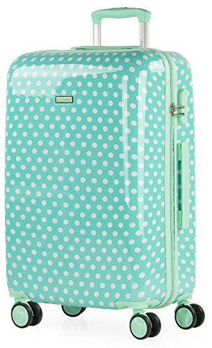 ITACA - Koffer für Kinder Mädchen, Reisekoffer aus Polycarbonat mit Integriertem Zahlenschloss - 4 Rädrig, Mint Moles