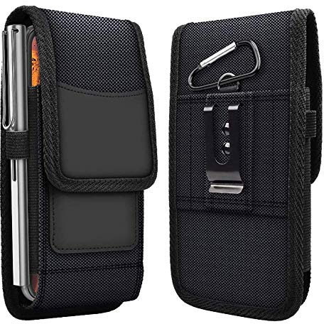 ABCTen Housse de Ceinture pour Crosscall Core-X4 5.45 / MLS D6 4G 6 Étui Téléphone en Nylon pour Cat S62 Pro S42 5.5 Sac Clip Boucle Crochet de Ceinture Poche avec Fente pour Carte