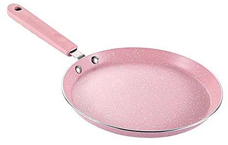 Yiida Stone Earth Frying Pan, 8 Inches, Pink, Non-Stick Bakelite Handle, Aluminium, Easy to Clean