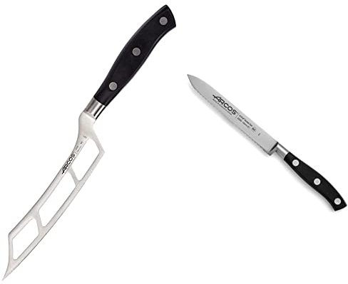 Arcos Serie Riviera, Cuchillo para Queso, Hoja de Acero Inoxidable Forjado Nitrum 145 mm + Serie Riviera, Cuchillo Tomatero, Hoja de Acero Inoxidable Forjado Nitrum 130 mm