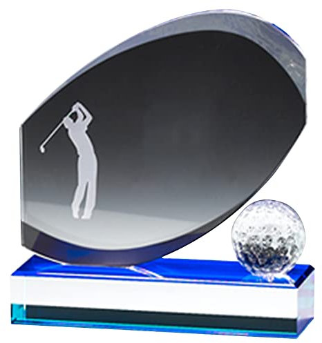 Trophäe aus Kristallglas, Golf-Medaille, Innengravur, Trophäe, Sport-Serie, Medaille aus Kristall, Diamant, graviert, Auszeichnungen und Trophäen aus Glas, kostenlose Gravur, tolle Belohnung für
