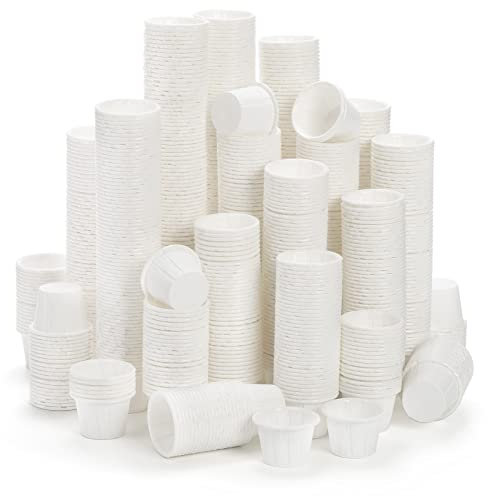 Dicunoy 1000 PCS Waxed Paper Medicine Pots, 15ml / 0.5oz Disposable Paper Sample Cups, Paper Souffle Portion Cup, White Treated Cups for Measuring, Sauce, Jello Shots, Tastings, Dessert