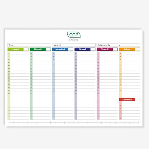 Planner 2025 Settimanale da Tavolo a Strappo - Agenda Elegante e Moderna per Programmazione Giornaliera - 52 Fogli/52 Settimane Senza Date - Disponibile nei Formati Slim, Mini e Grande (A3 42x29,7 CM)