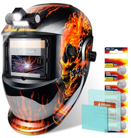 TRQWH Welding Helmet with Light True Color Auto Darkening Welding Helmets for Men Solar Powered Welding Hood with 2 Arc Sensor Wide Shade 4/9-13 for TIG MIG ARC Cool Welder Mask