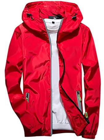 TIMELYE Shell-Jacke Fahrradjacke Trainingsjacke Fahrradbekleidung Wetterschutzjacke Windproof Outdoor Jacken Für Männer Übergangsjacke Wandern Damen Hoodie Mit Kapuze Lang(Rot,7XL)