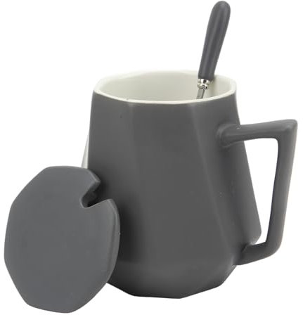 Tazza da Caffè in Ceramica, Tazze da Tè in Ceramica con Geometria Poliedrica Semplice E Innovativa con Coperchio, Tazzine da Caffè Vintage Per Regali Per Feste in Ufficio E in Casa Accessori Per Bar C