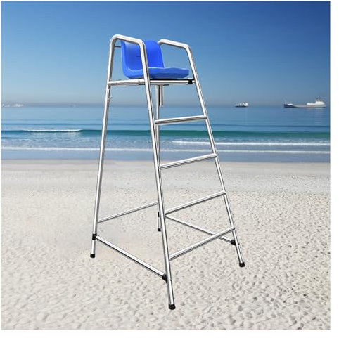 Silla de socorrista Portátil Extra Alta 5.9ft Sillas Salvavidas De Seguridad, Escalera De Rescate para Piscina De Acero Inoxidable Silla De Plataforma De Salida para Piscina Elevada