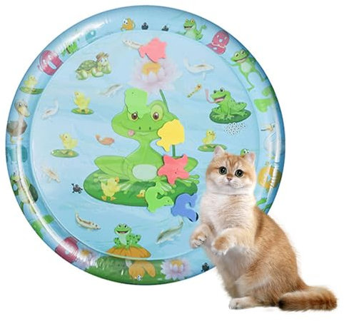 Φ65cm Sensorische Wassermatte Katze,Wassermatte Für Katzen Im Sommer,Wassersensorische Spielmatte,Verdickte 55 Seide Spielwasser-Sensormatte Für Kleine Hunde Und Katzen