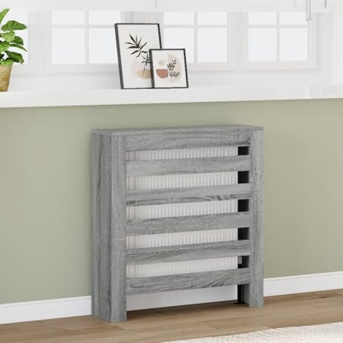 Homgoday Couvercle de radiateur Gris Sonoma 78x20x82 Bois Multicouche, Meubles Tablette de Stockage Revêtement Couverture pour Radiateur Radiateur Radiateur Tipo852686