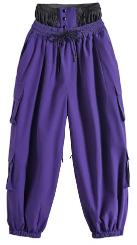 XYHAOAI Super Baggy Style Schneehose füR Herren und Damen, wasserdichte Cargo-Schneehose, Baggy-Hose, Outdoor-Cargo-Snowboardhose,Lila,XL