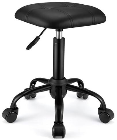 FNZIR Square Rolling Stool with Wheels Height Adjustable Swivel Stools Office Chair