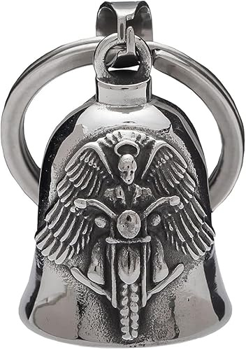 HEYOMI Campanilla de moto Guardian Bell original, campana para moto, llavero de la suerte, ángel de la guarda con anillo colgante para coches eléctricos, bicicletas, etc.