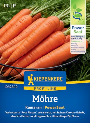 Kiepenkerl Möhrensamen Kamaran 1042840, Gemüsesaat | Rübenlänge von 22-26 cm, Inhalt für 4-6 laufende Meter, aromatisch