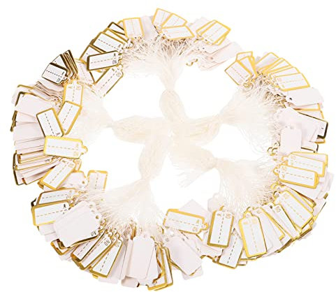 DIYEAH 500stücke Preisschilder Für Schmuck Papierpreisschilder Mit Schnur Kleine Markierungsetiketten Display-hängeetiketten Für Schaufenstertheken