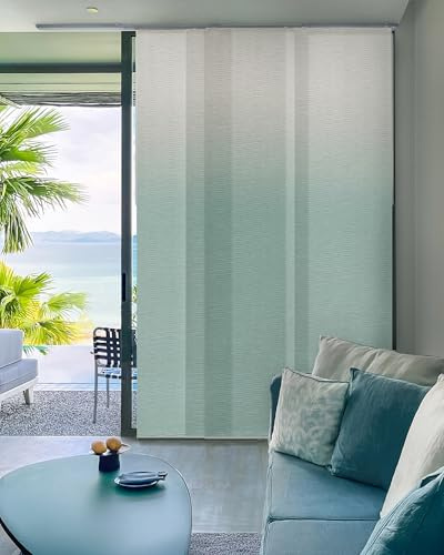 GoDear Design Adjustable Vertical Blinds for Windows, Panel Track Blinds for Sliding Closet Doors, Extendable Track from 45.8 to 86 W, Trimmable Panel Curtains Up to 96 H, Ocean