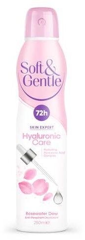 SOFT & GENTLE Anti-perspirant Deodorant, Skin Expert Hyaluronic Care, Rosewater Dew, 72H Protection 250ml