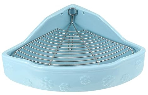 Gaxcent Kaninchentoilette Keramik Haustierecke Katzentoilette Hasentoilette Kleintier Töpfchen Katzentoilette Kaninchenbett Tablett für Hasen Meerschweinchen Hamster Chinchilla,Blau