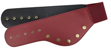 JSGHGDF Übergroßer Taillengürtel, Punk, breite Kette, strapazierfähiges Korsett, moderner Bund, Taillenkette, Nietengürtel, rot, M