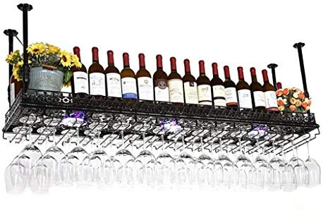 Stile semplice ferro appeso bicchiere di vino sottosopra decorazione soffitto vino per bar ristoranti nero 80 x 35 cm
