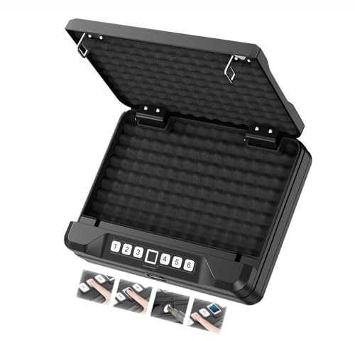 XRRJFYH Caja de Seguridad Pequeña Caja Fuerte para Armas de Fuego para Pistola con 4 Formas de Desbloqueo