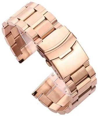MAKAZHZZRM 18 19 20 21 22 23 24mm Cinturino for orologio in acciaio inossidabile massiccio a sgancio rapido Fibbia pieghevole for orologio da donna Uomo Cinturino universale for orologio(Rose Gold,20m