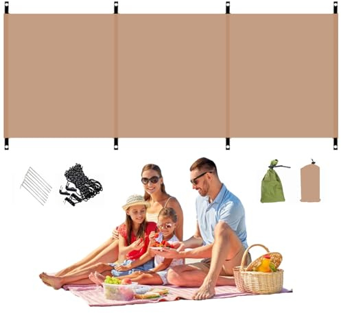 Windbreaker, 98x28 Inch Oxford Cloth Camping Wind Blocker with Ground Nails & Wind Ropes & Storage Bag, Sunbathing Privacy Screen for Outdoor, Breaker, Break