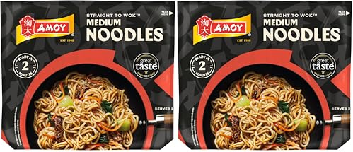 Amoy Straight to Wok Medium Noodles, 2 x 150g (Pack of 2)