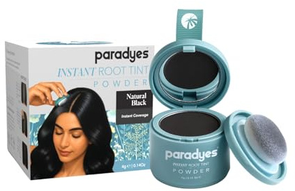 Paradyes Instant Root Tint Hairline Powder - Root Touch Up Hair Color for Gray Coverage - Bald Spot Concealing Hair Powder for Women & Men - 24-Hour Stain-Proof - Natural Black - 0.14 Ounce