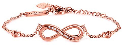 Kim Johanson rostfritt stål damarmband * Infinity* i silver, guld och roséguld | Armband med ett oändlighetstecken | vattentätt | boho-smycken för kvinnor | justerbar | smyckespåse, Eine Grösse